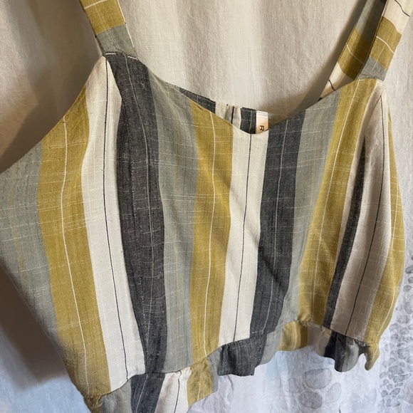 RVCA - Green, Yellow and White striped tank cropped top - Picture 2 of 5
